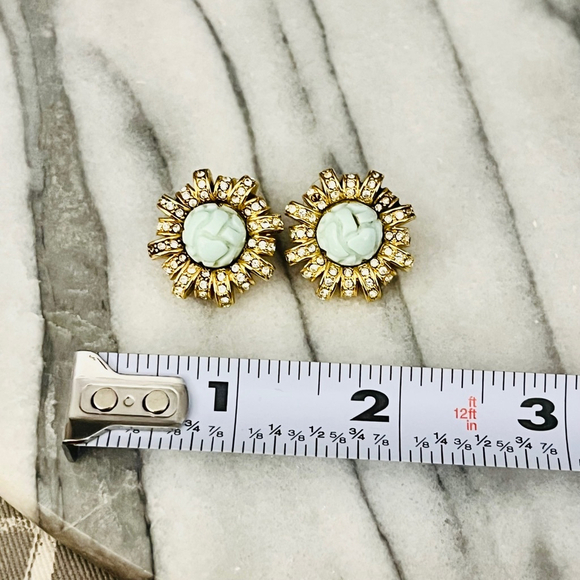 Vintage Kenneth Jay Lane Earrings Blue Acrylic Pave Accent‎ Clip On KJL - Picture 7 of 7